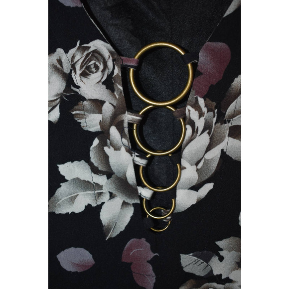 ⭐️ Entro Black Floral Dress With Fan Sleeves Size S - Picture 4 of 5